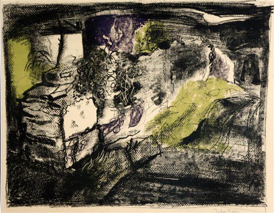 § John Piper (1903-1992) Stone Wall, Anglesea 1949, (Levinson 71) 16.5 x 21in.